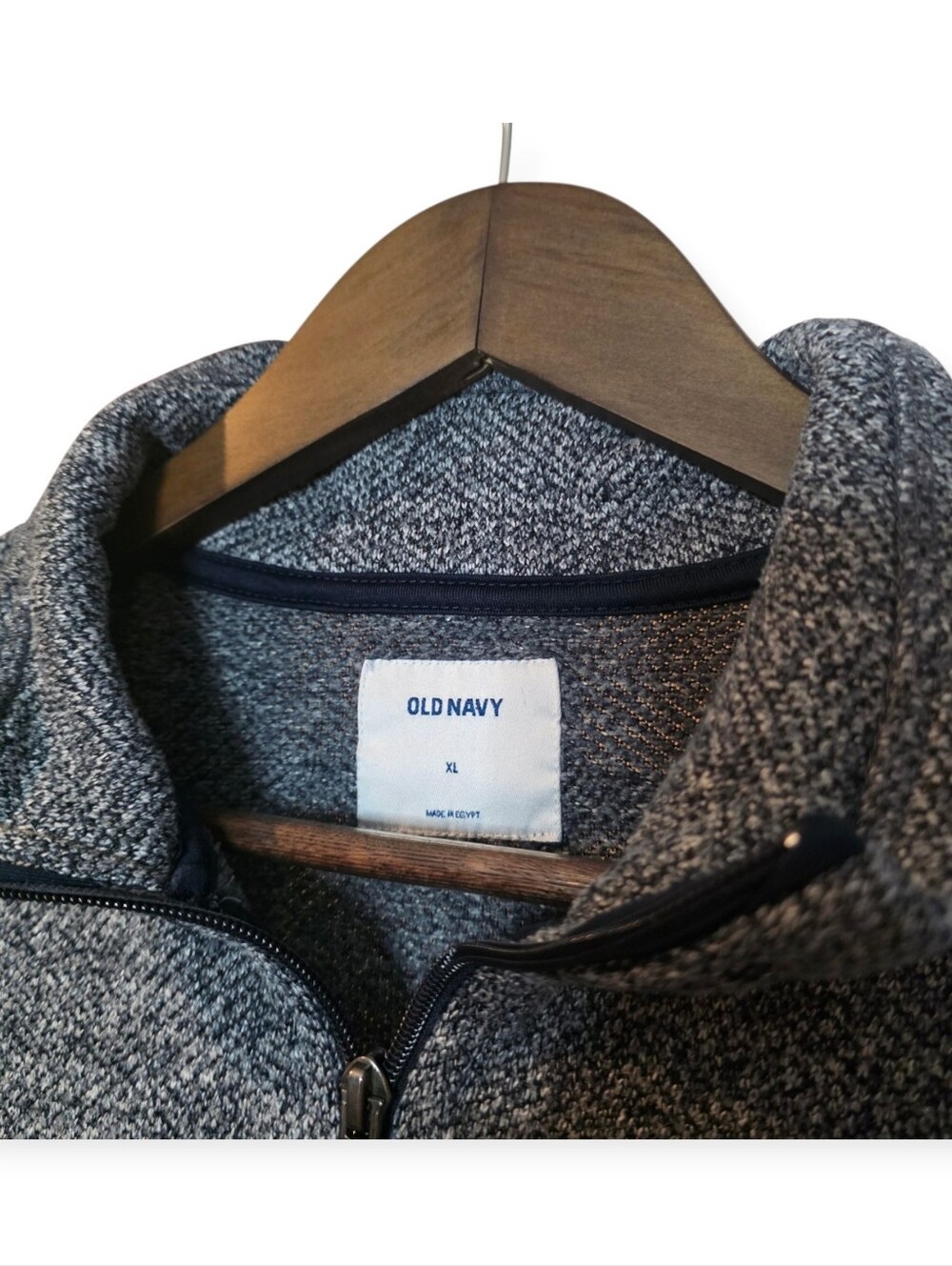 Old Navy Quarter Zip Knit Sweater Blue Gray Marled XL Pullover - Picture 3 of 6